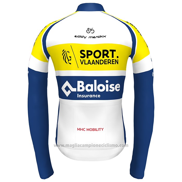 2022 Abbigliamento Ciclismo Sport Vlaanderen Baloise Blu Giallo Manica Lunga e Salopette